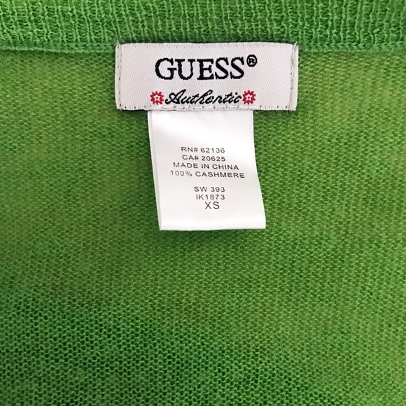 Guess Green Cashmere V Neck Sweater - Picture 4 of 4